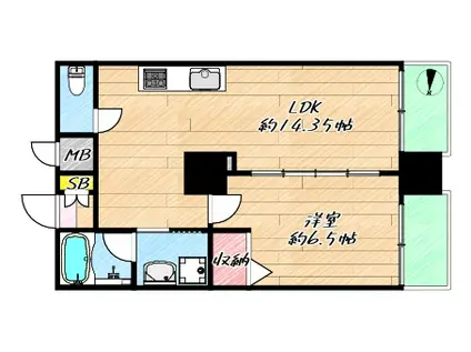 MESSAGE大宮通(1LDK/1階)の間取り写真