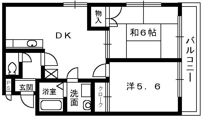 グリーンヒル草部(2DK/3階)の間取り写真