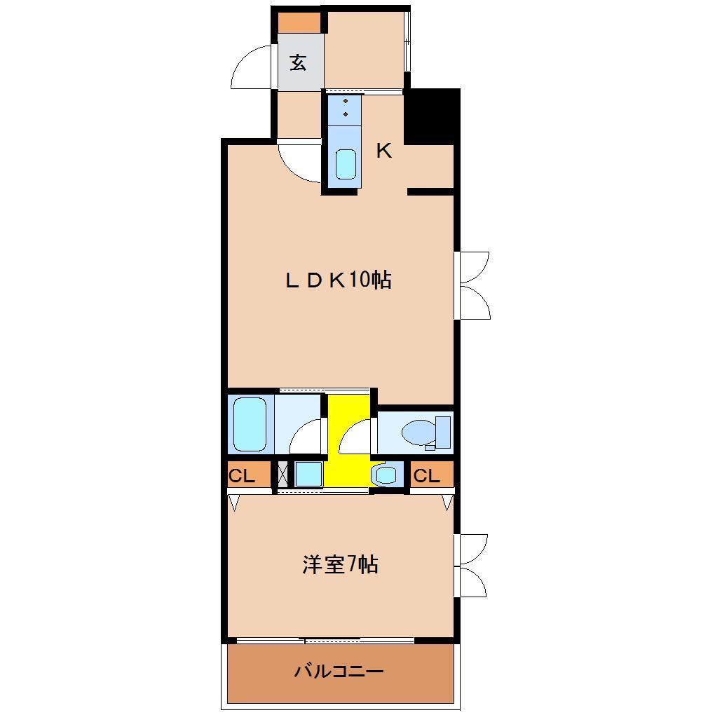 アルテサウスタワー(1LDK/4階)の間取り写真