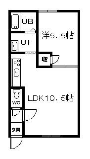 ダイヤハイツ宮下18(1LDK/1階)の間取り写真