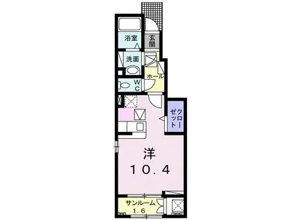 プリートIII(ワンルーム/1階)の間取り写真