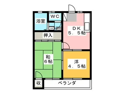 金子ハイツ(2DK/2階)の間取り写真