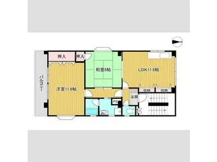 第3熊内コーポラス(2LDK/3階)の間取り写真