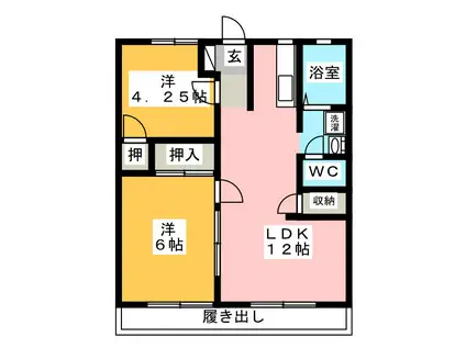 パナーシャル藤(2LDK/1階)の間取り写真