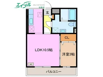 ツーファイブ(1LDK/1階)の間取り写真
