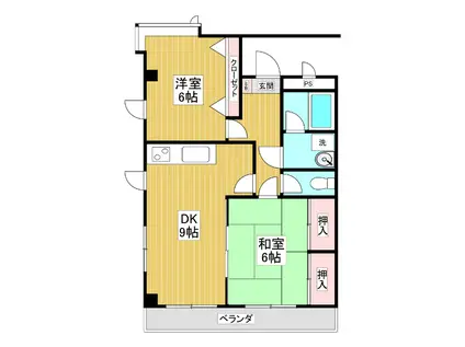 グレーススカーレット(2DK/2階)の間取り写真