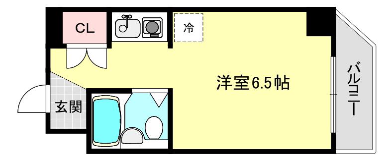 シェルプール弐番館(ワンルーム/2階)の間取り写真