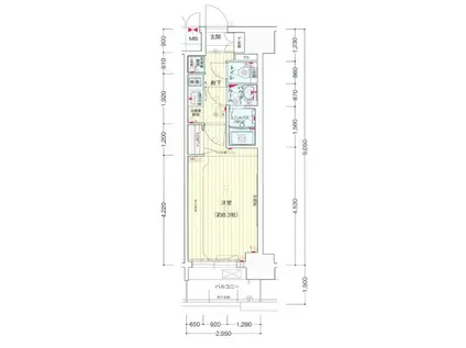 プレサンス大須観音ディオ(1K/13階)の間取り写真