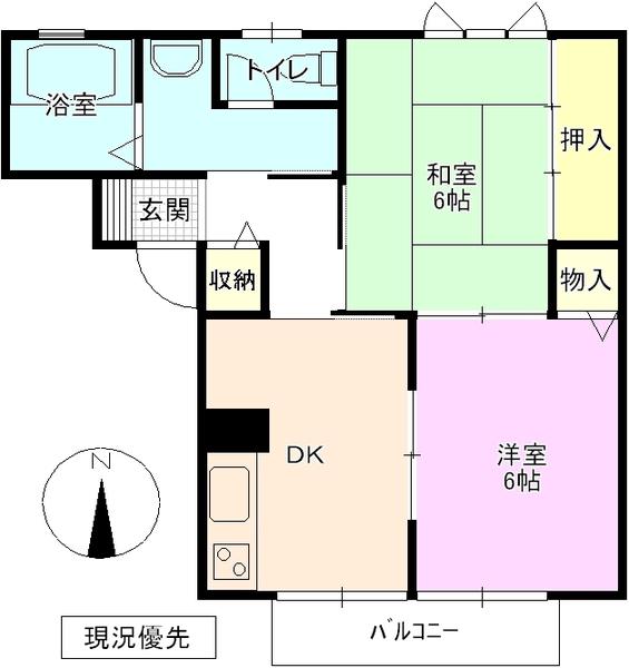メゾンジュネス(2DK/1階)の間取り写真