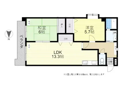 メールハイツ滝尾(2LDK/3階)の間取り写真