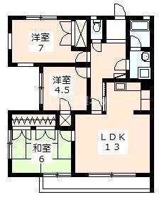 シャトー蜆塚I(3LDK/1階)の間取り写真