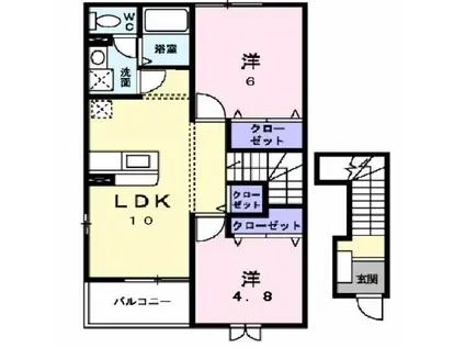 イーグル・フレンドII(2LDK/2階)の間取り写真