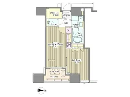 WHITETOWERHAMAMATSUCHO(1LDK/22階)の間取り写真