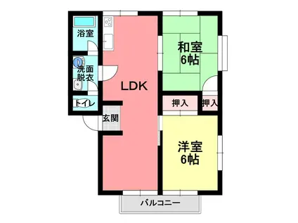 サンハイツA(2LDK/1階)の間取り写真