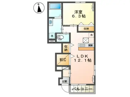 レイ・スプリングIII(1LDK/1階)の間取り写真