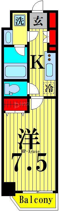 HYS綾瀬駅前(1K/2階)の間取り写真