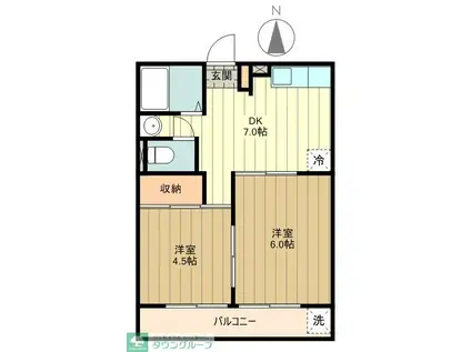 ベルハイム(2DK/2階)の間取り写真