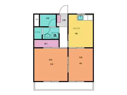 ヒルトップ和合II(2DK/2階)の間取り写真