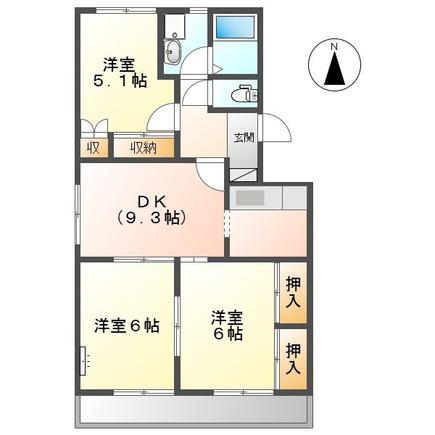ガーデンヒルズN(3DK/2階)の間取り写真