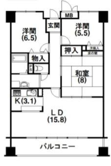 ビオラ田町(3LDK/11階)の間取り写真