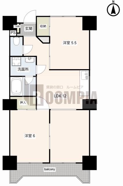 グランフォレスト(2LDK/2階)の間取り写真
