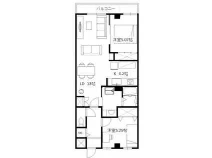 ララポートみずほ(2LDK/2階)の間取り写真