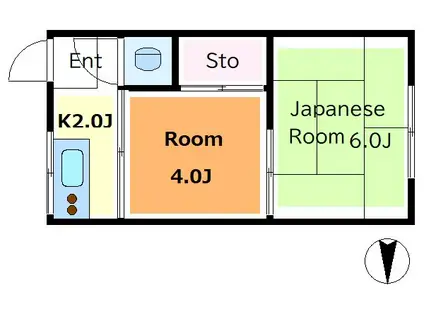 福居荘(2K/1階)の間取り写真