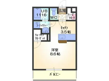 ルコネッサンス(ワンルーム/2階)の間取り写真