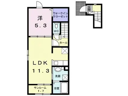 スリジェ III(1LDK/2階)の間取り写真