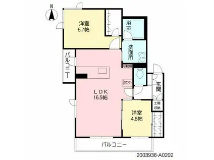 HALE PUEO(2LDK/2階)の間取り写真