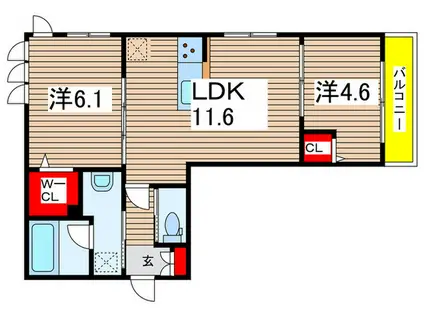 サニーコート嵯峨(2LDK/3階)の間取り写真
