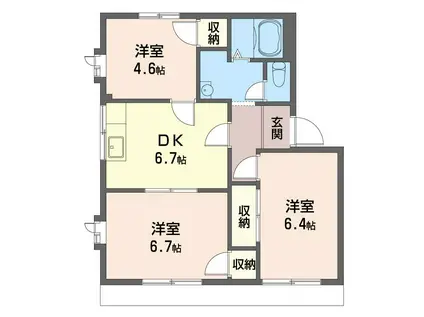 カメリアクールA(3DK/1階)の間取り写真