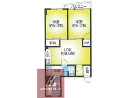 第一江口ビル(2LDK/3階)の間取り写真