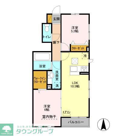 ヴェルドミールR(2LDK/1階)の間取り写真