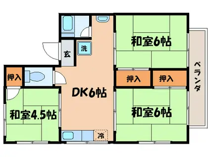 シティハイムしののめ(3DK/2階)の間取り写真