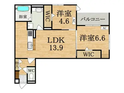 近鉄橿原線 田原本駅 徒歩13分 3階建 築1年(2LDK/2階)の間取り写真