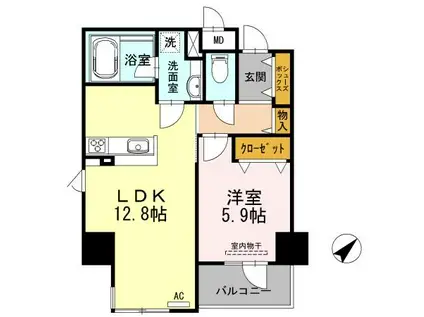 リーブル博多駅前(1LDK/13階)の間取り写真