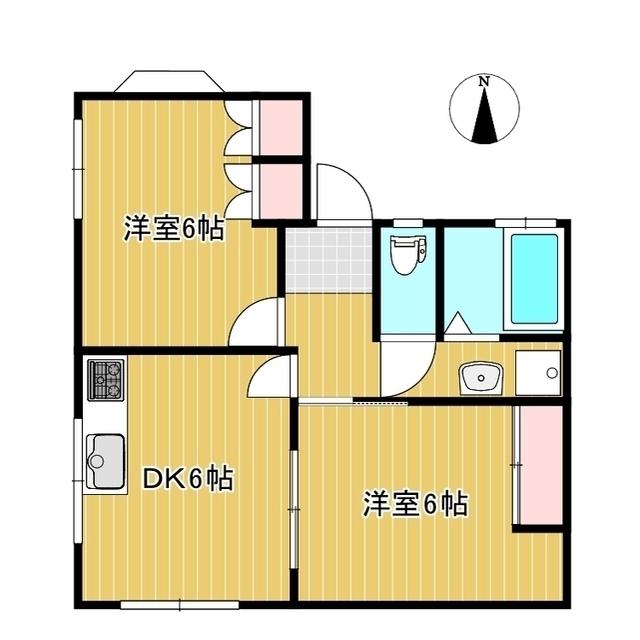 弥生ハイツ2(2DK/1階)の間取り写真