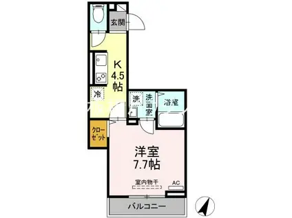 ラリュール赤塚II(1K/2階)の間取り写真
