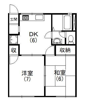サンコーポ松葉(2DK/1階)の間取り写真