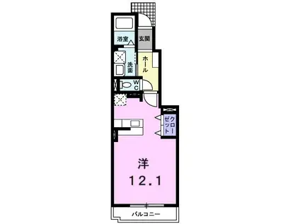 パストラーレ道後A(ワンルーム/1階)の間取り写真