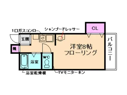山仁クレハマンション(ワンルーム/1階)の間取り写真
