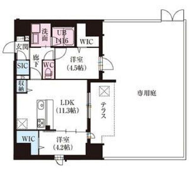 スプランディッドX(2LDK/1階)の間取り写真