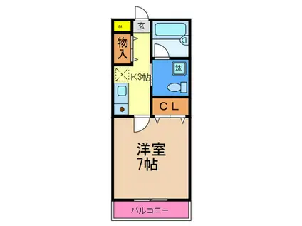 ウエストプラージュ(1K/2階)の間取り写真