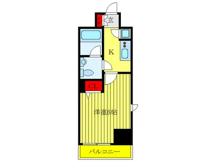 メイクスデザイン王子(1K/4階)の間取り写真