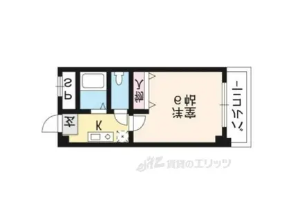 二条CUBE(1K/3階)の間取り写真