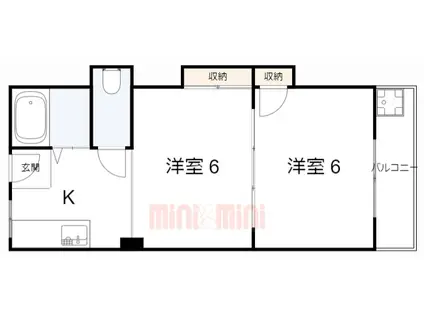 朝日マンション(2K/4階)の間取り写真
