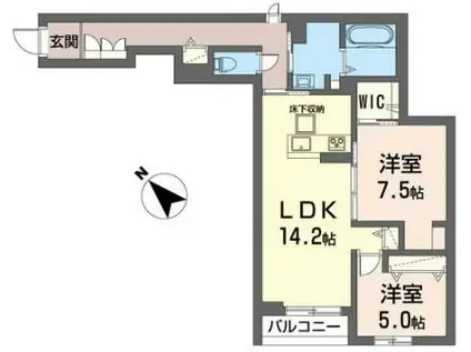 アンジュール(2LDK/1階)の間取り写真