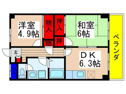 メゾン幕張(2DK/2階)の間取り写真