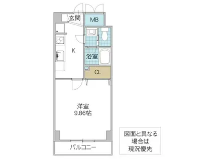 プロシード水戸 2(1K/3階)の間取り写真